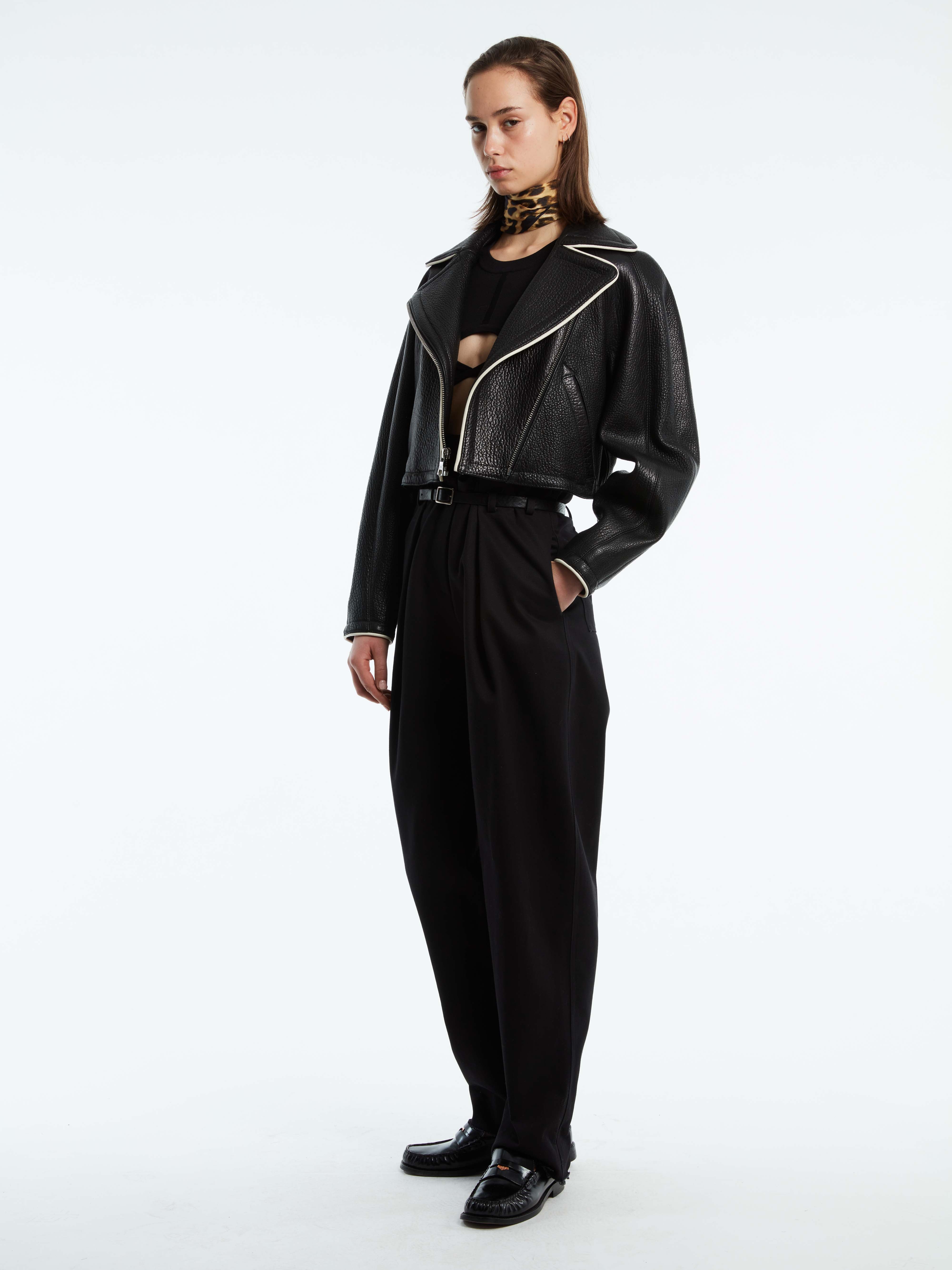 COCOON CROPPED JACKET w/ PIPING