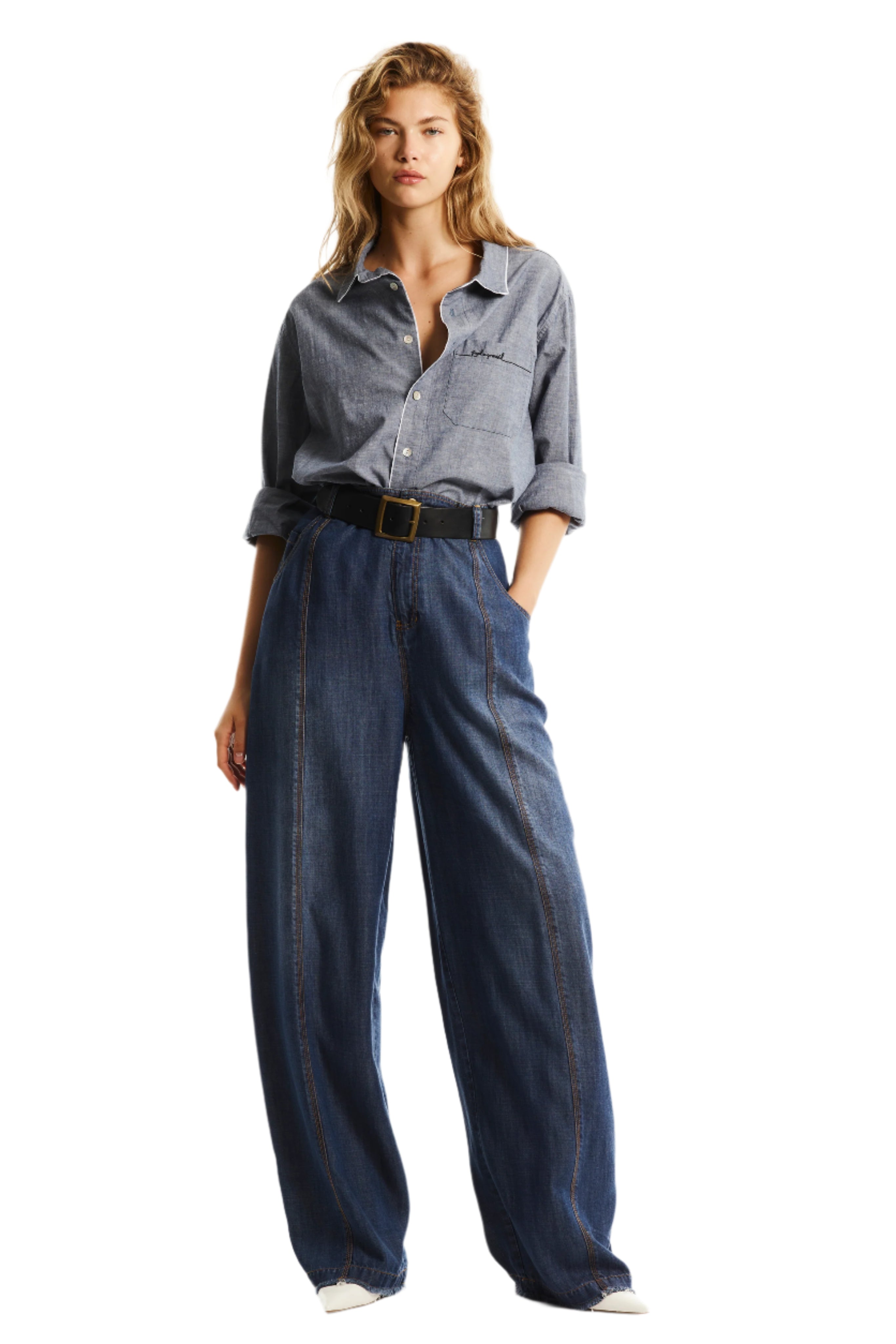 RELAXED WIDE - LEG DENIM TROUSERS