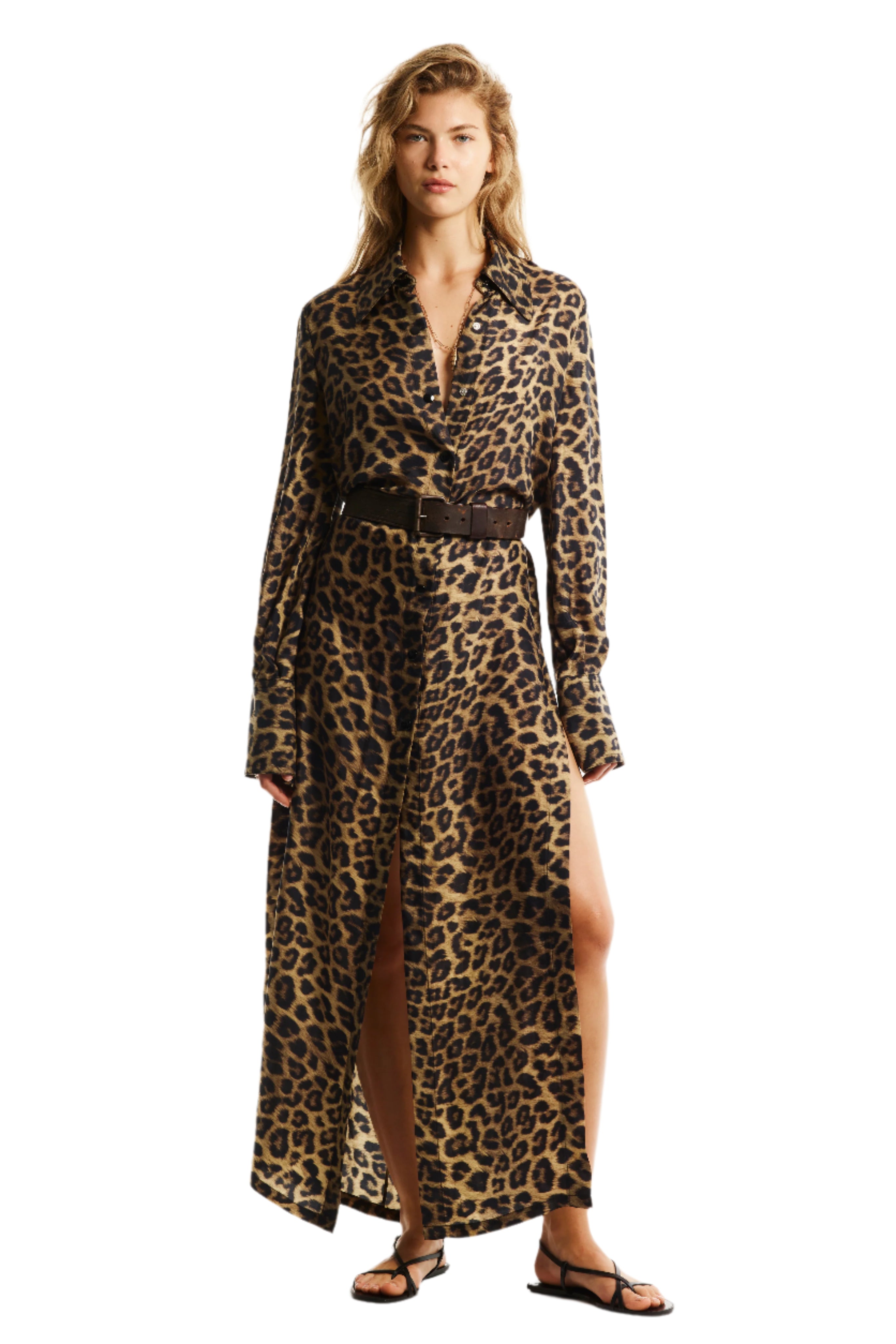 LEOPARD PRINT MAXI SHIRT