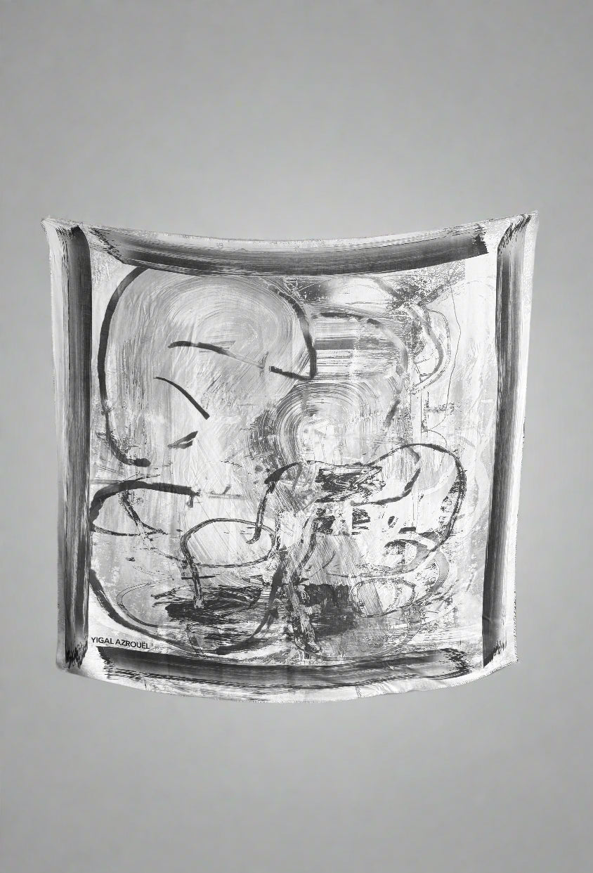 BLACK AND WHITE ABSTRACT SCARF