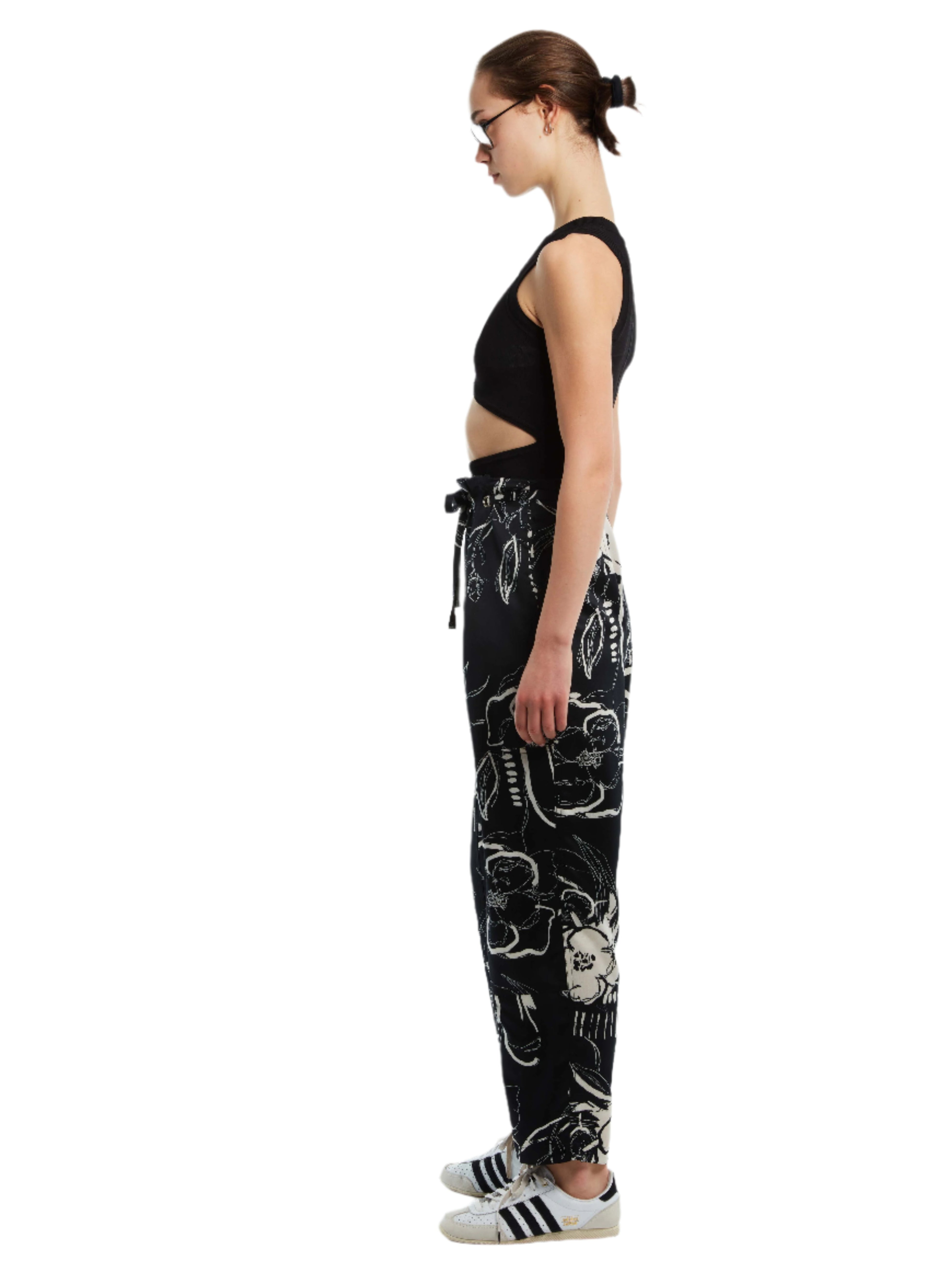 ABSTRACT FLORAL PAPER BAG PANTS