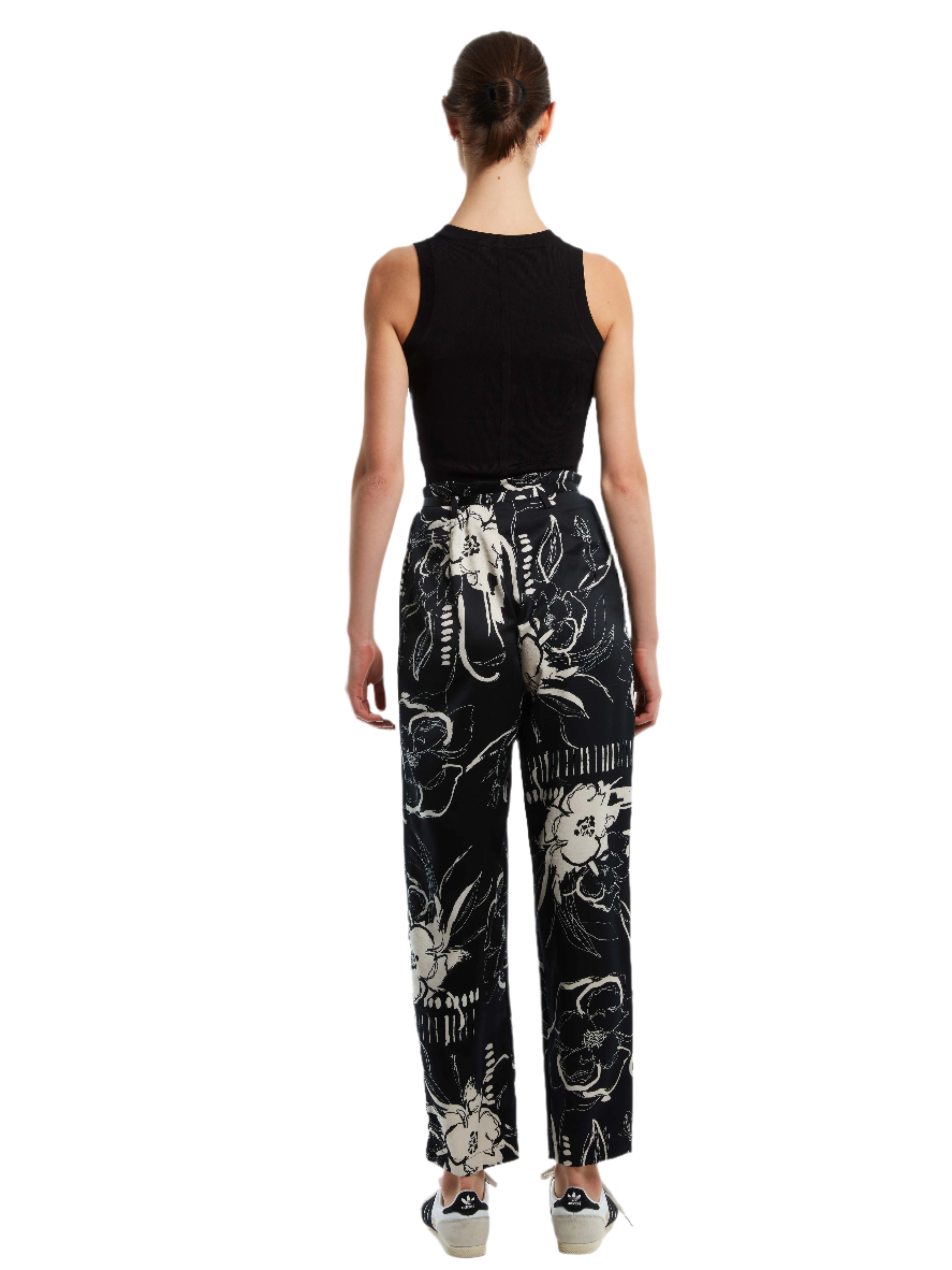 ABSTRACT FLORAL PAPER BAG PANTS