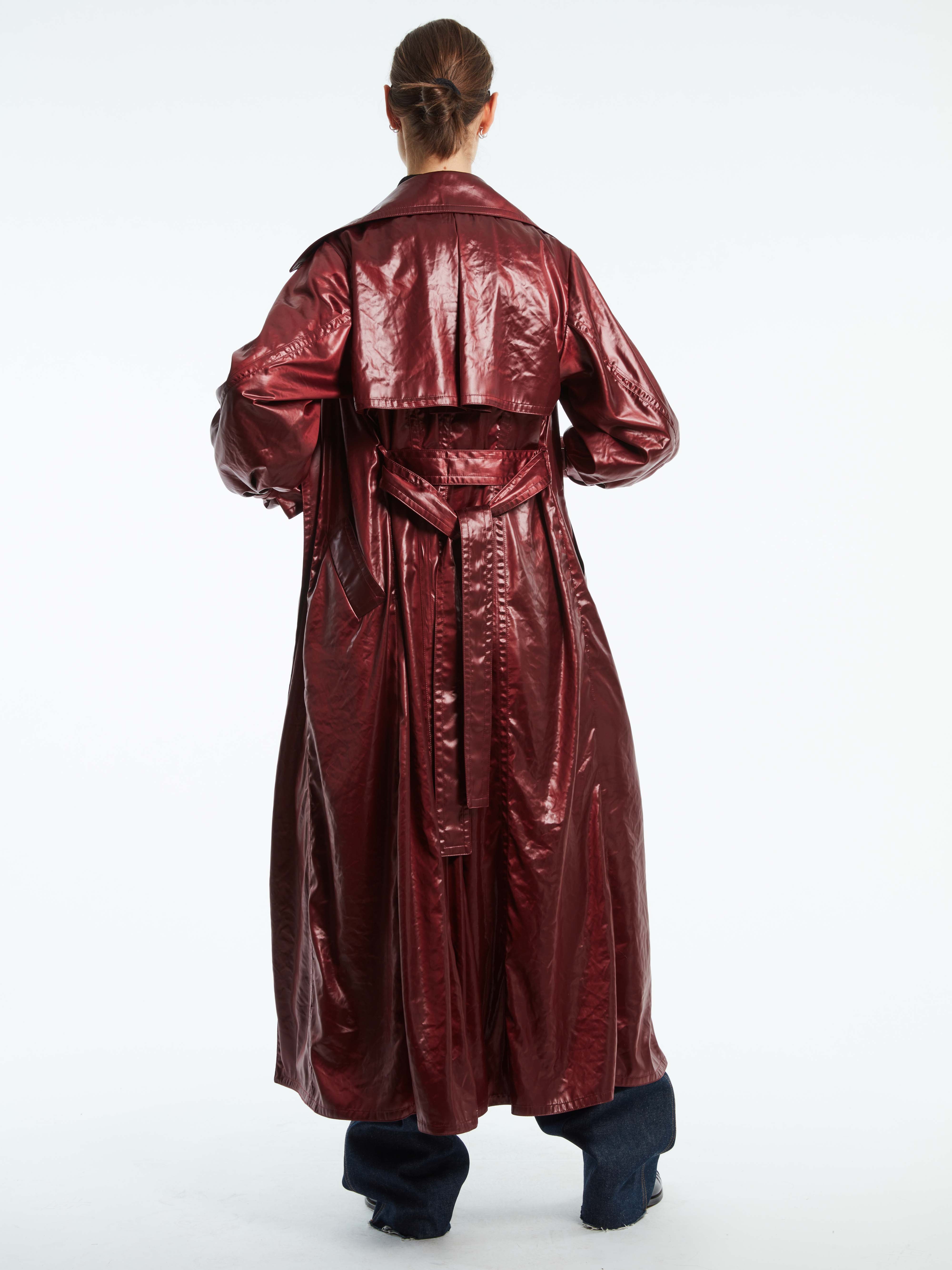 JAPANESE SATIN BORDEAUX TRENCH COAT