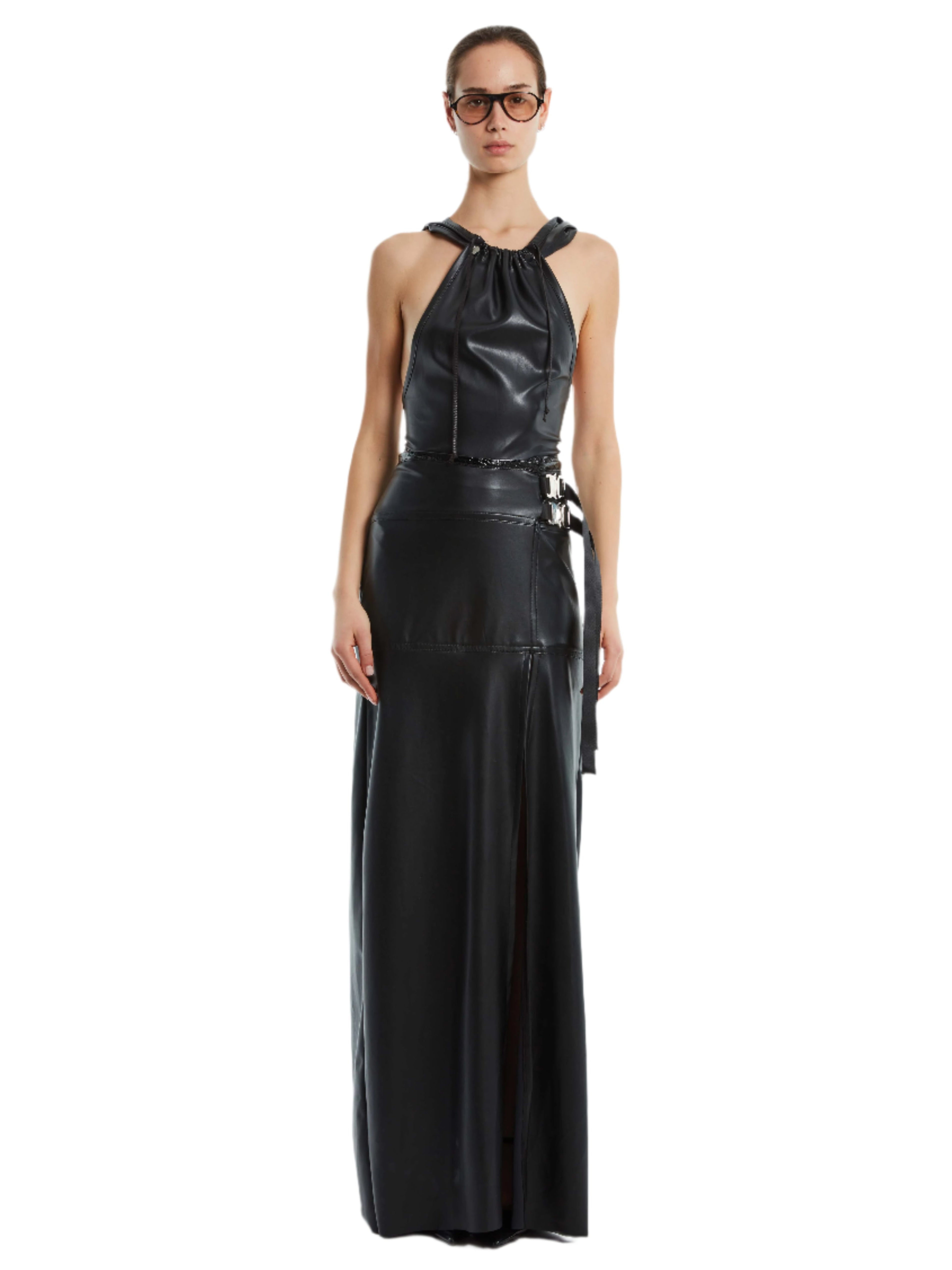 LEATHER HALTER DRESS