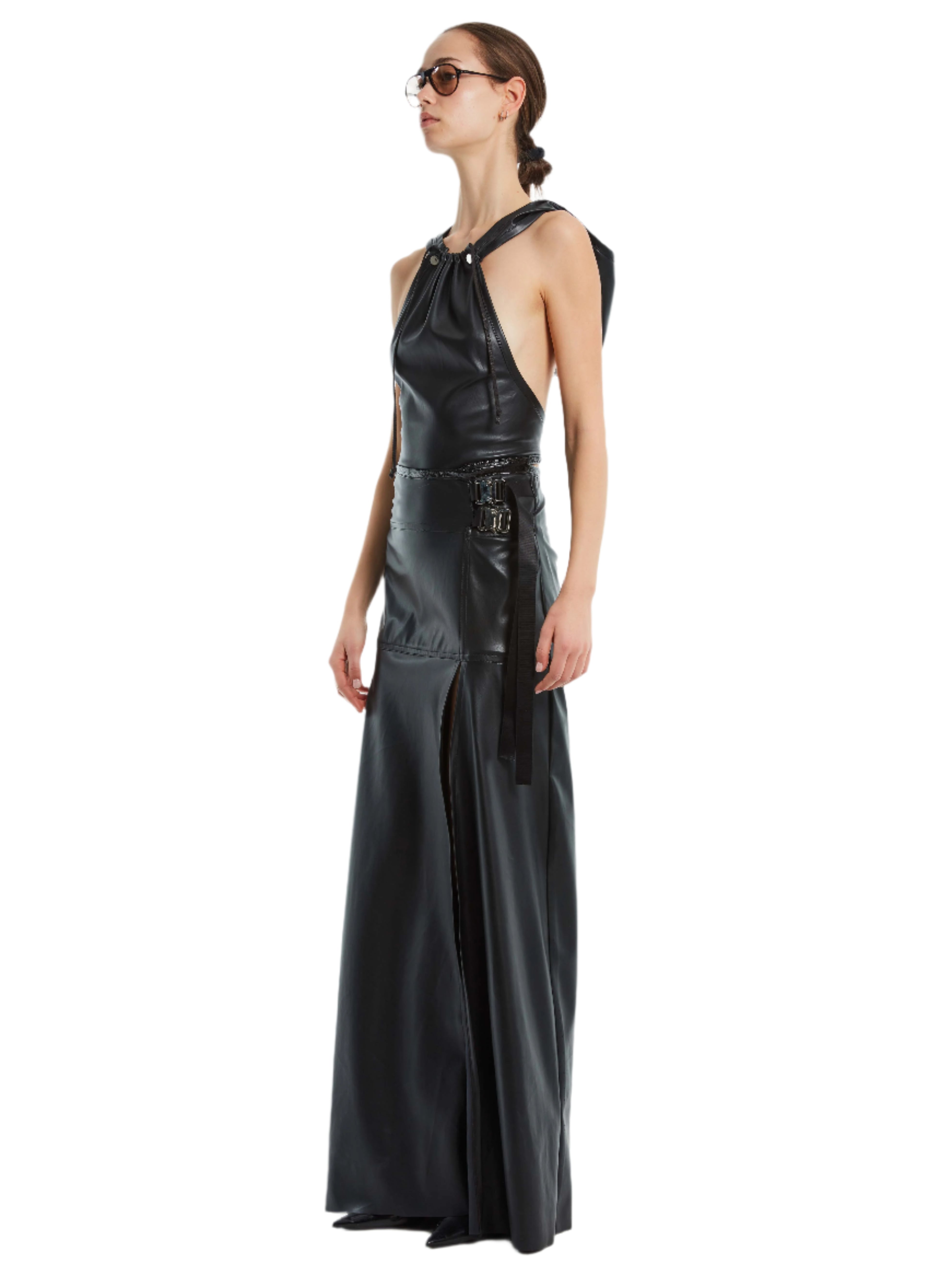 LEATHER HALTER DRESS
