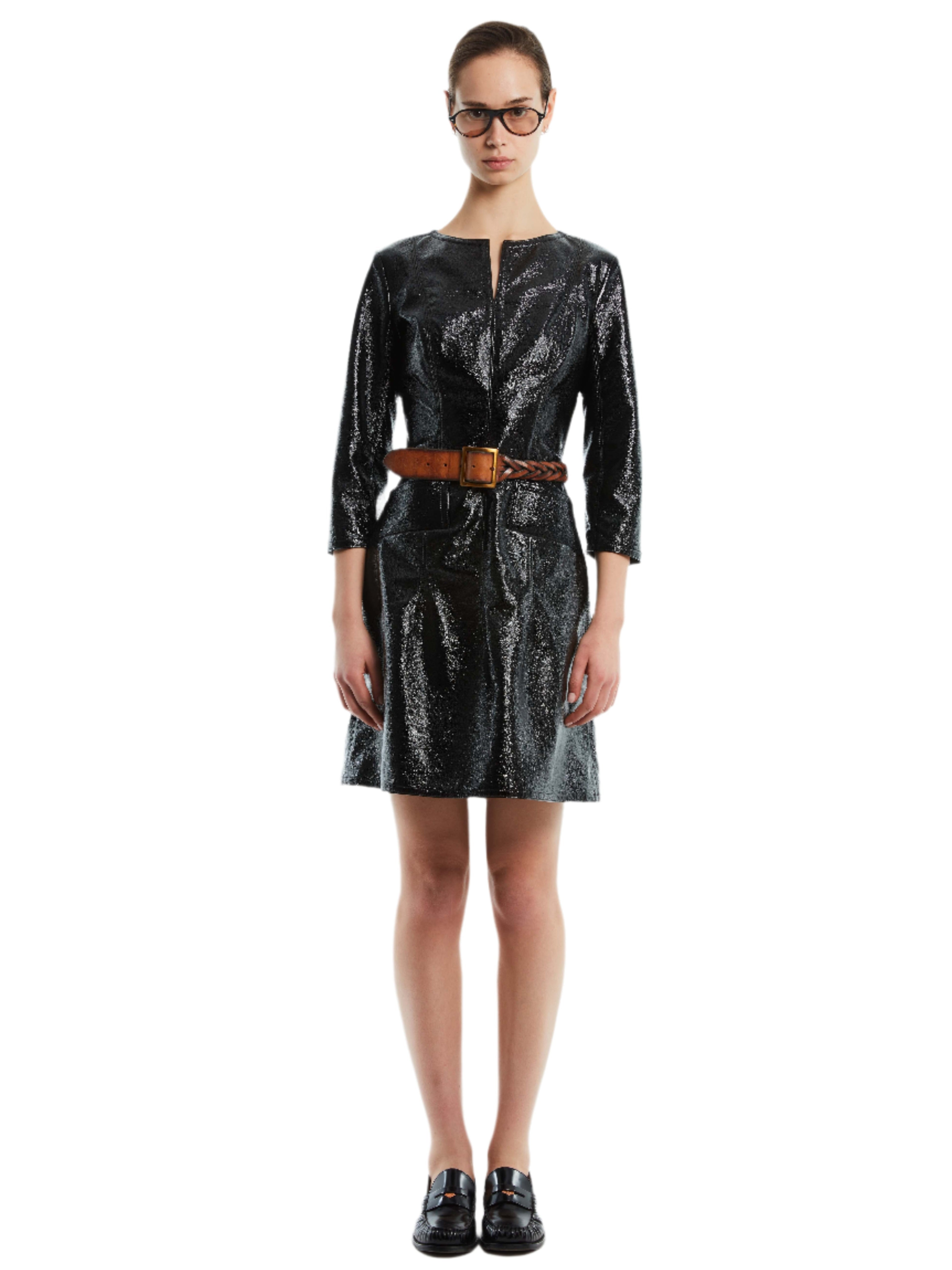 3/4 SLEEVE JAPANESE FAUX LEATHER BUSINESS DRESS