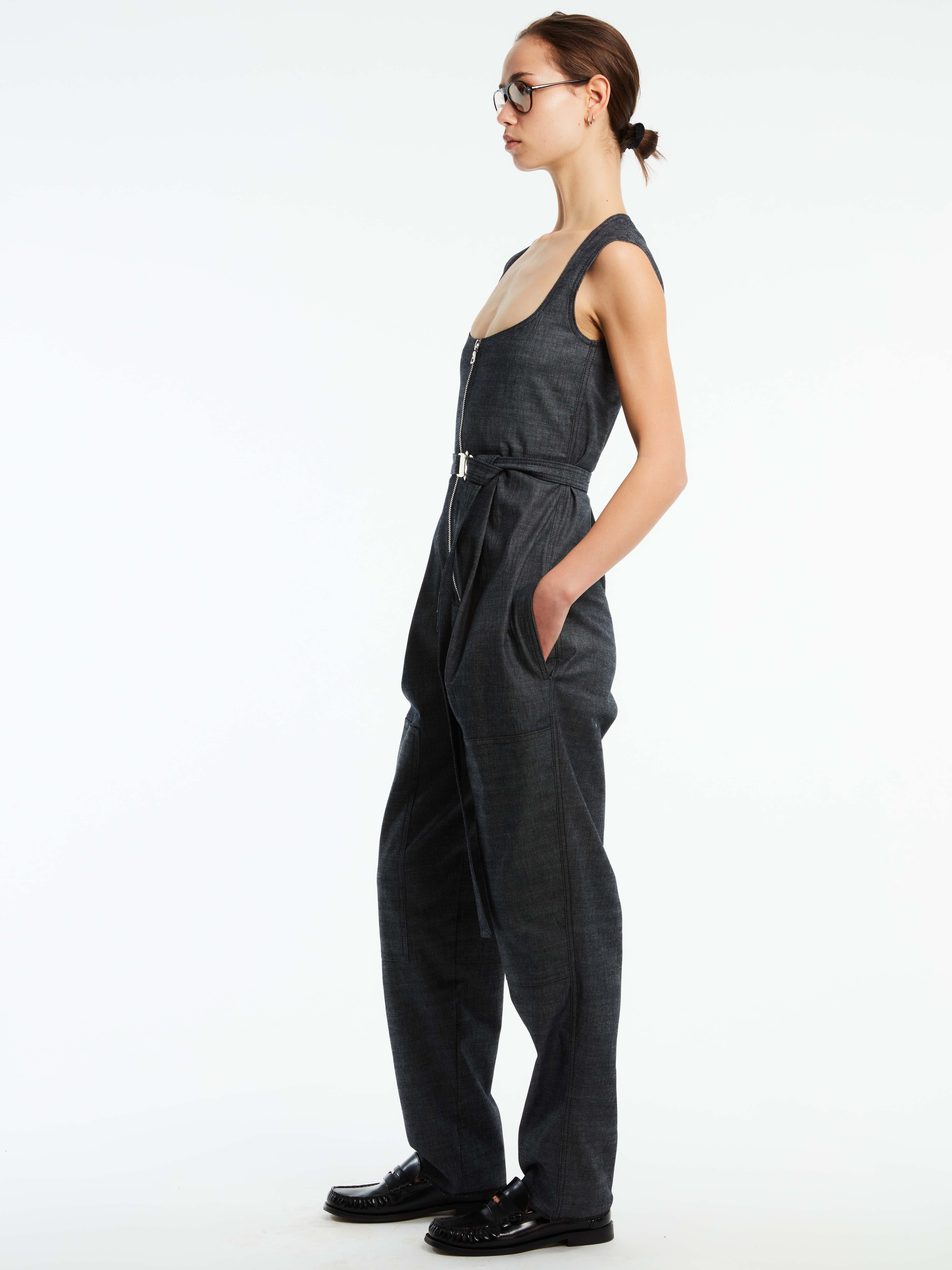 DENIM BUSTIER JUMPSUIT