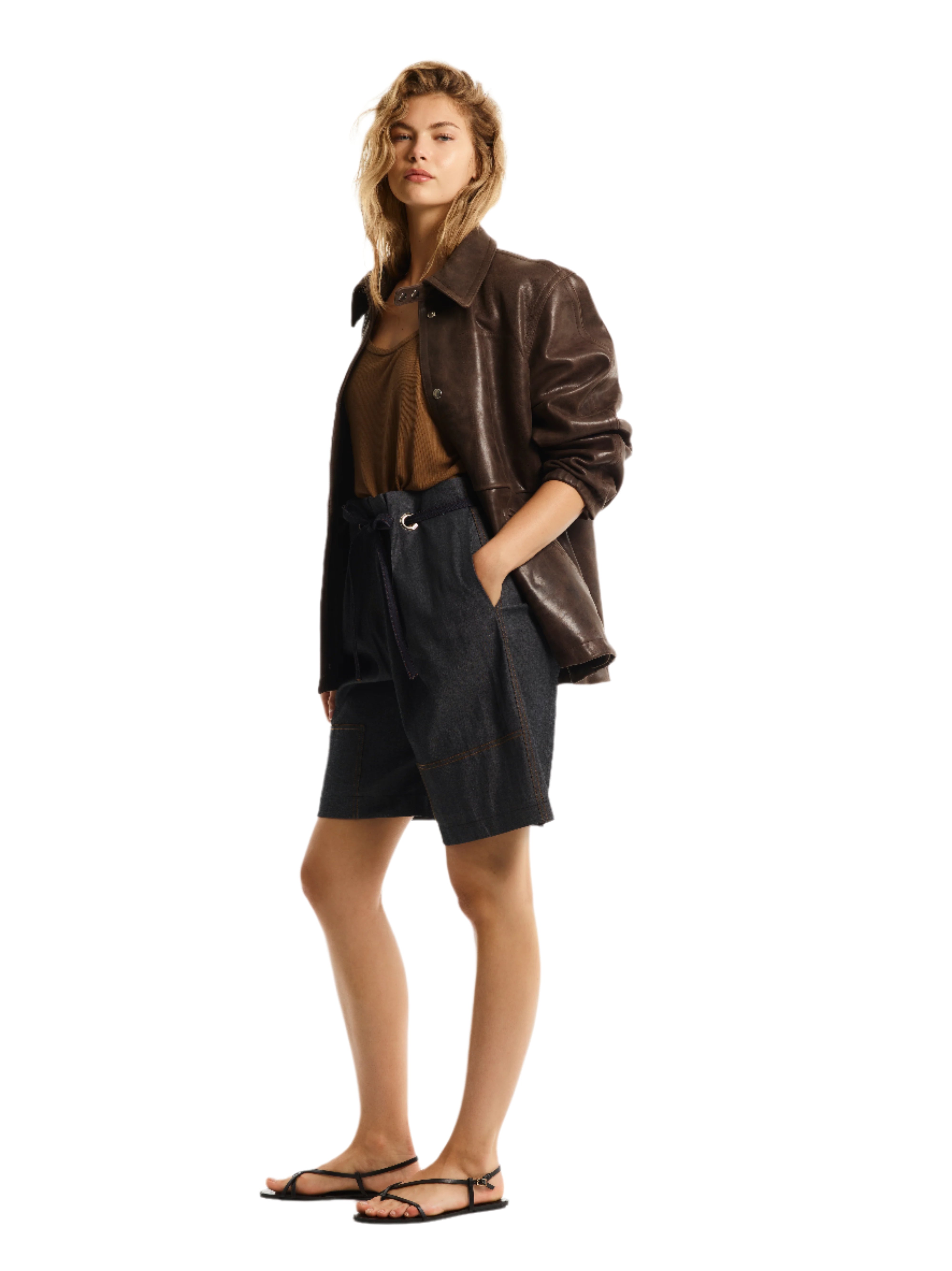 PAPERBAG WAIST DENIM SHORTS