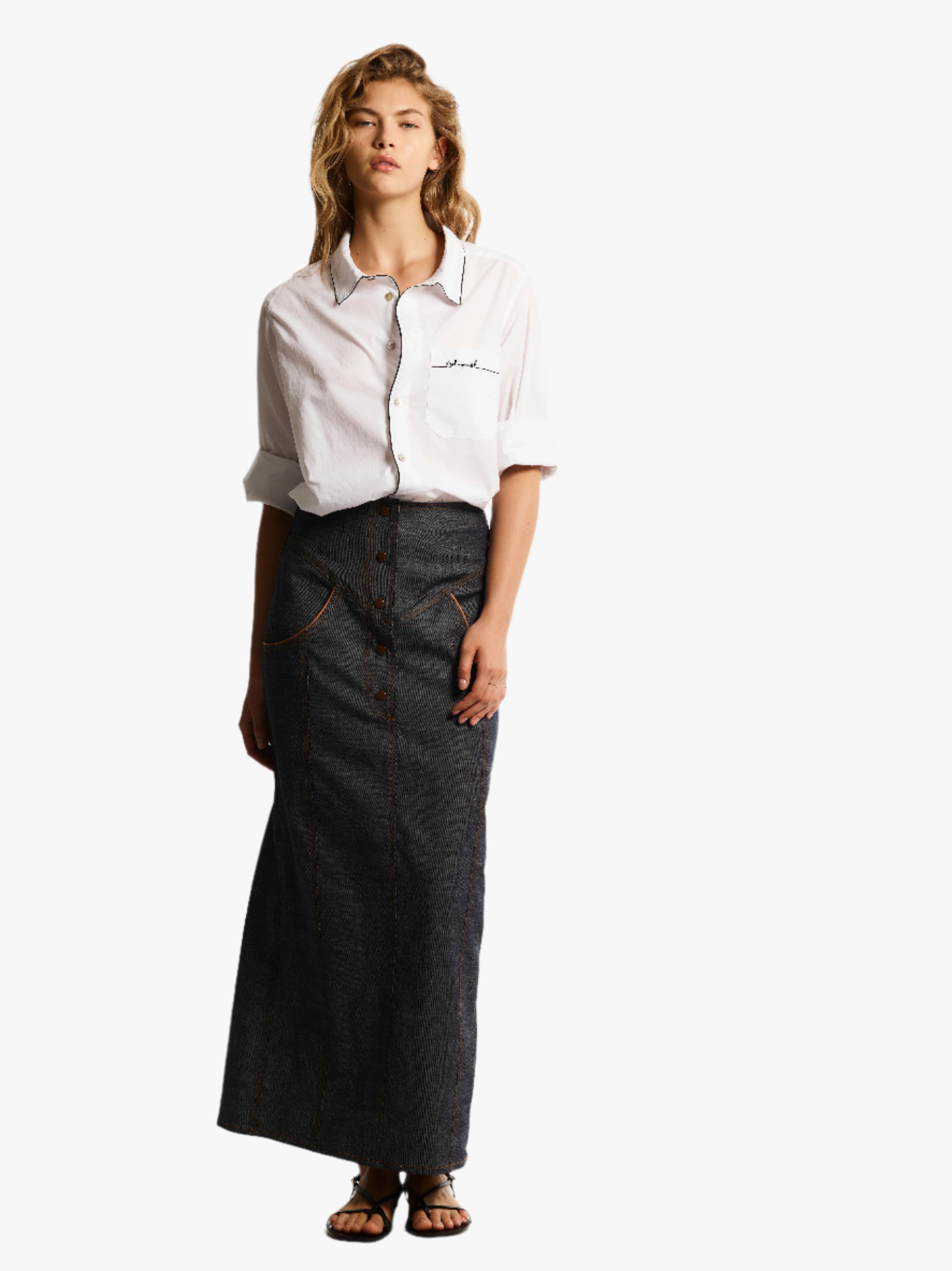 CONTRAST-TRIMMED OVERSIZED SHORT SLEEVE SHIRT