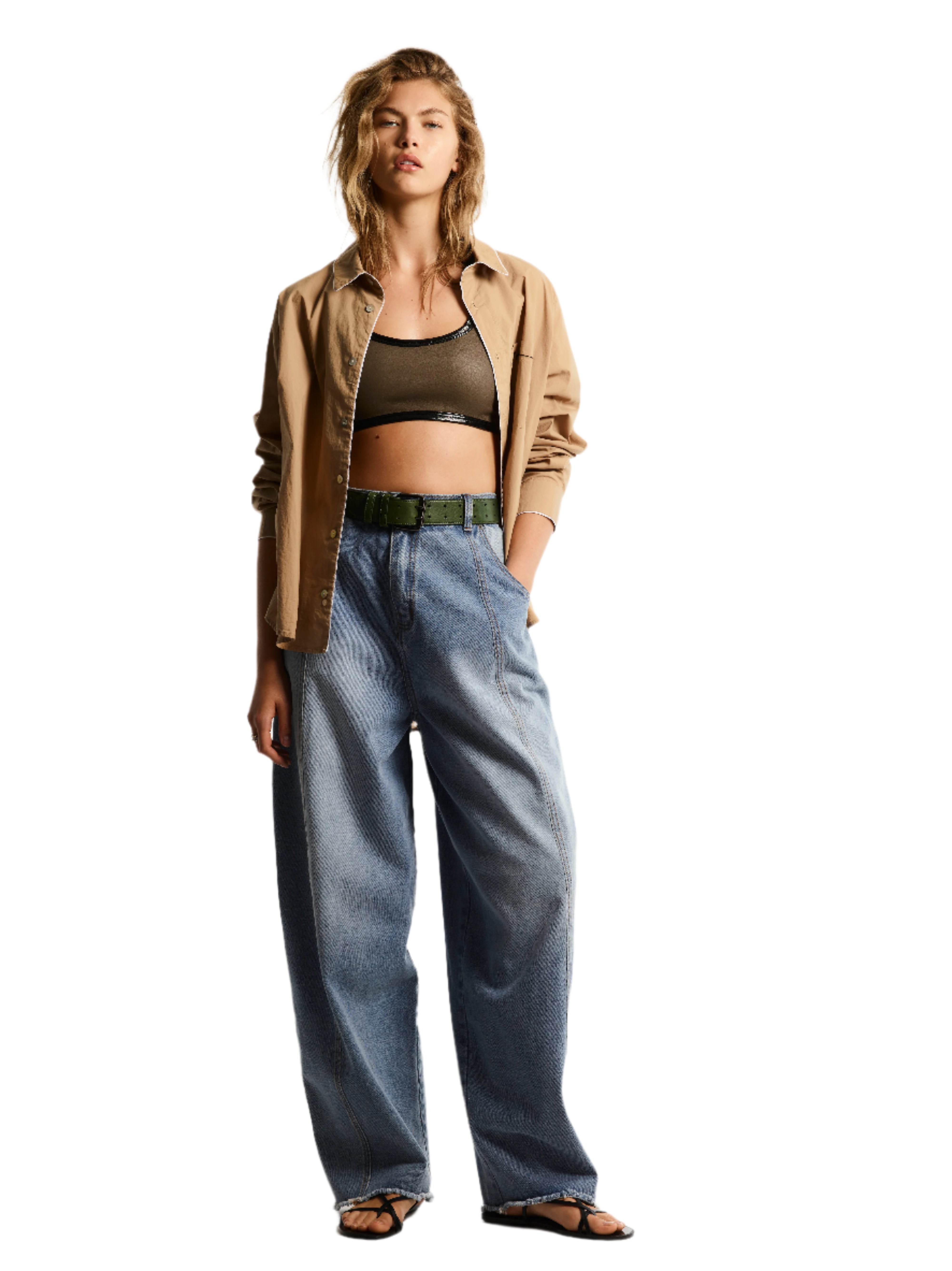 ORGANIC WASHED COTTON SHIRT. TAN