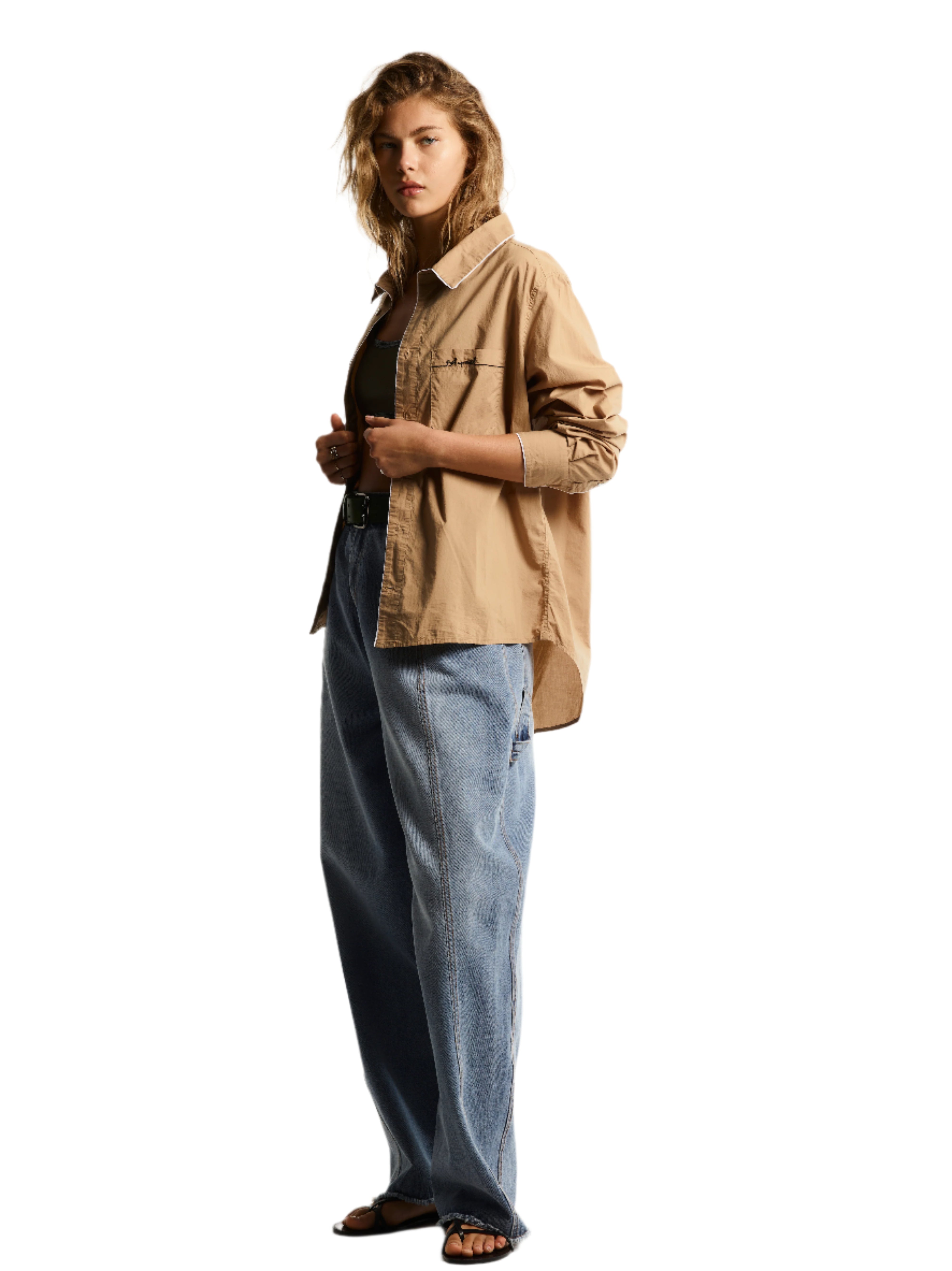 ORGANIC WASHED COTTON SHIRT. TAN