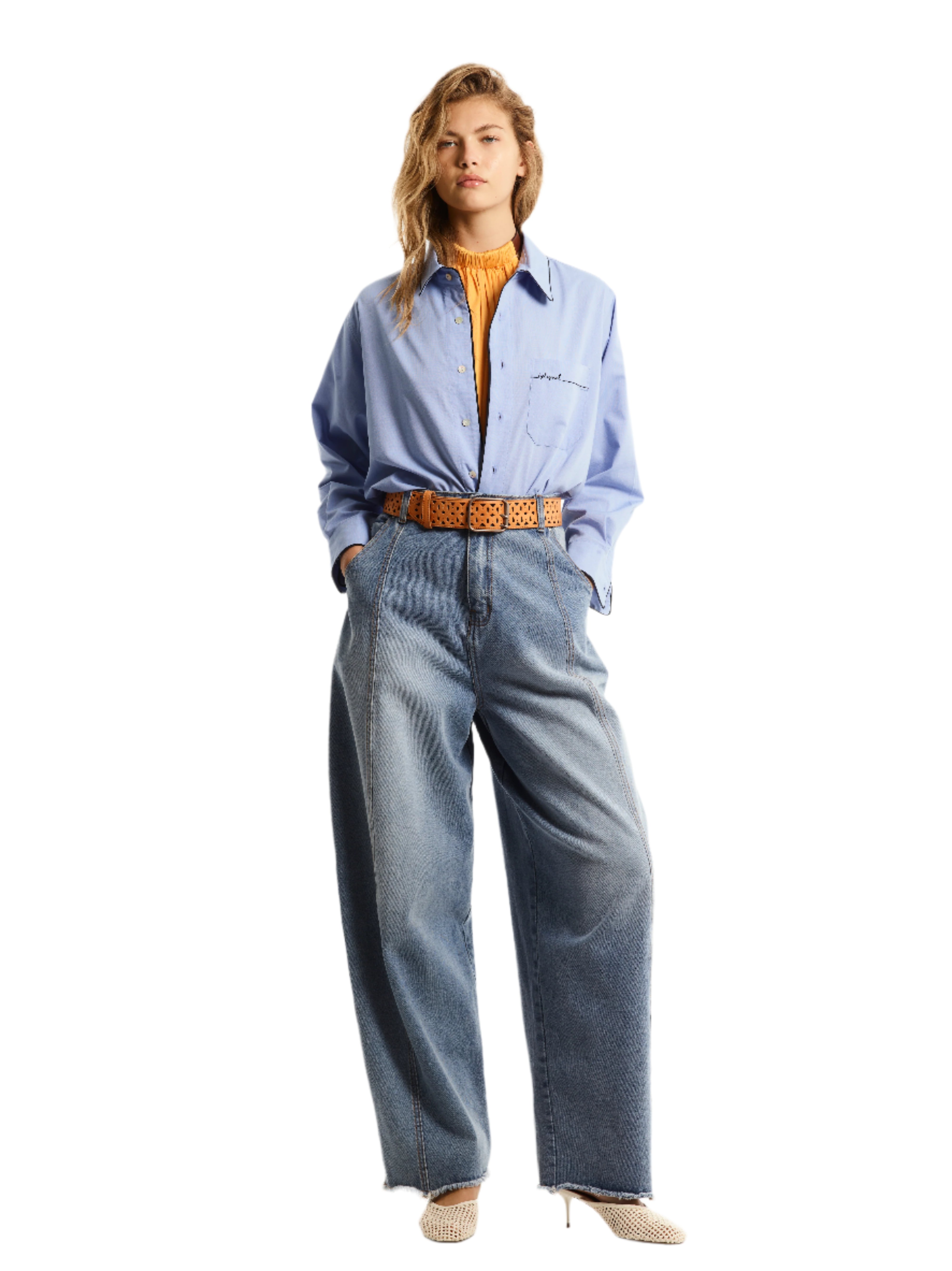 ORGANIC WASHED COTTON SHIRT. CHAMBRAY