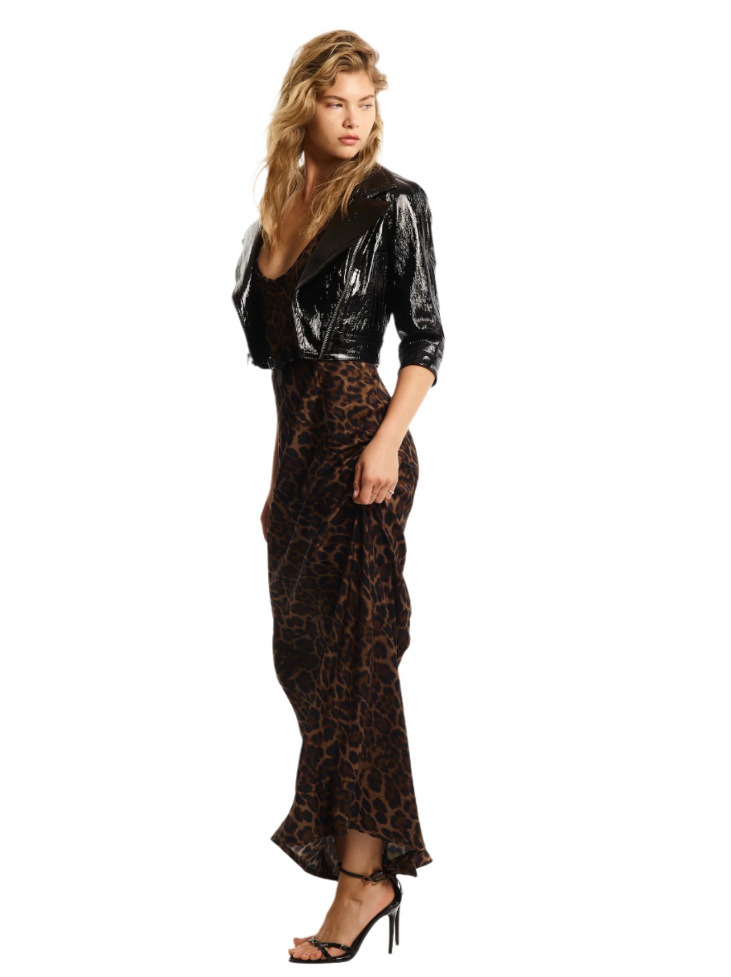 CROPPED PATENT LEATHER JACKET