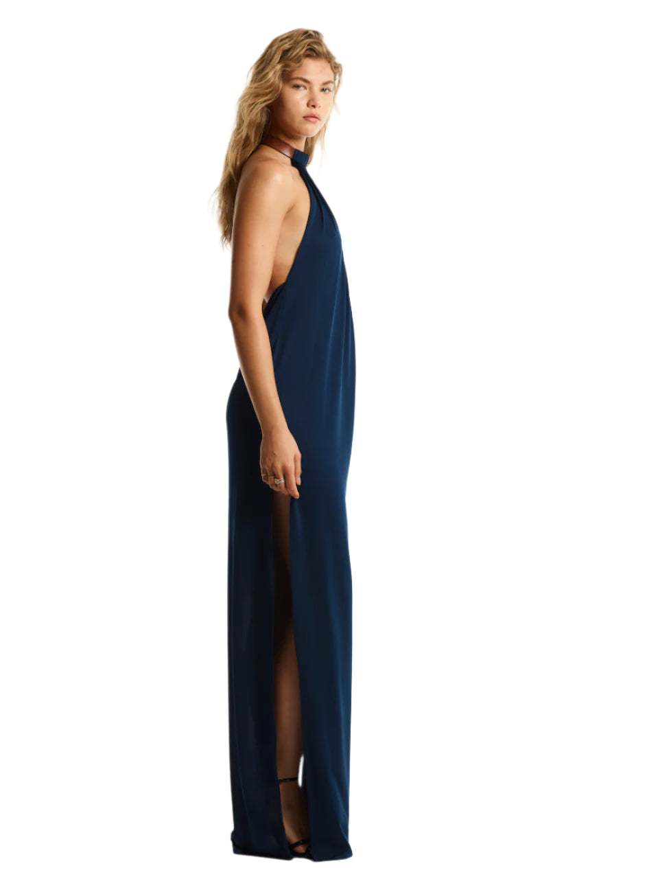 BELTED HALTER MAXI DRESS