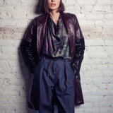 LEATHER LONG COAT WITH CONVERTIBLE CALF SLEEVES