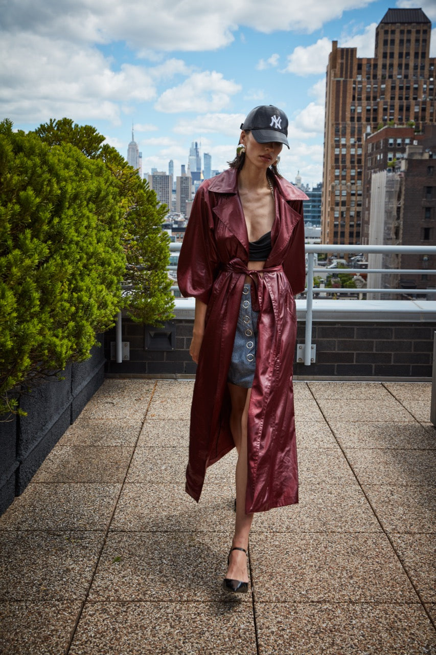 Burgundy, 2024 Lightweight Trench Coat