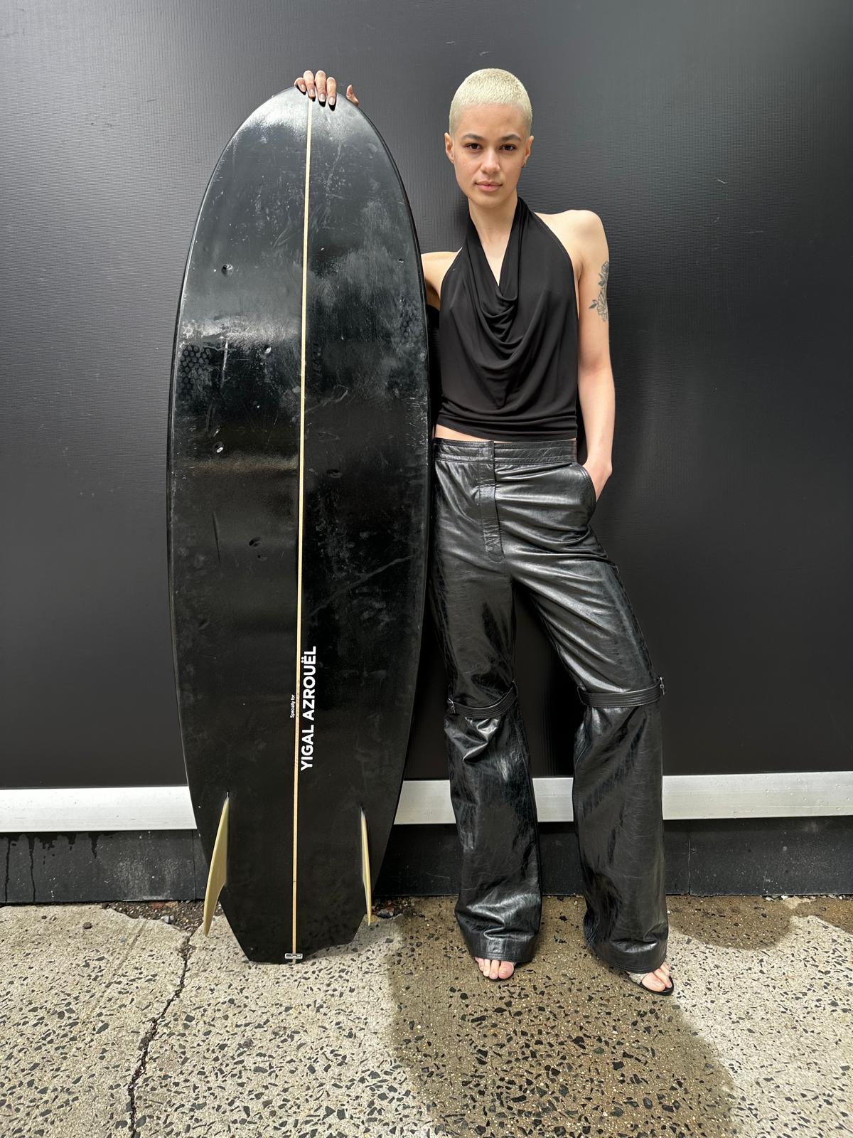 BLACK COWL DRAPE MATTE JERSEY TOP