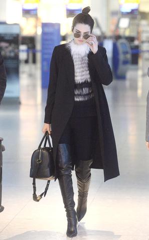 Kendall Jenner Wears Yigal Azrouël While Traveling to Heathrow Airport