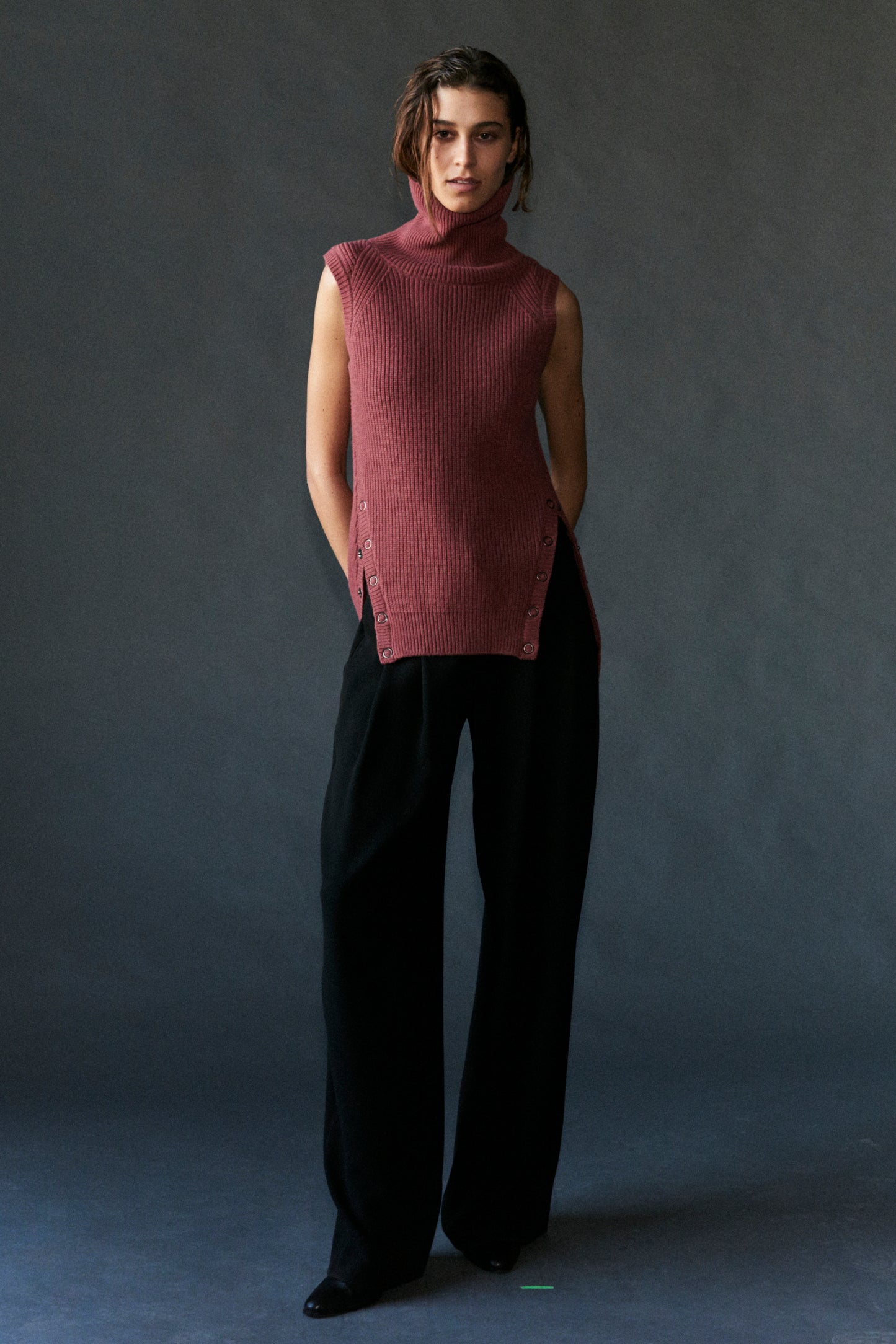 Turtleneck Knit Tank Vest