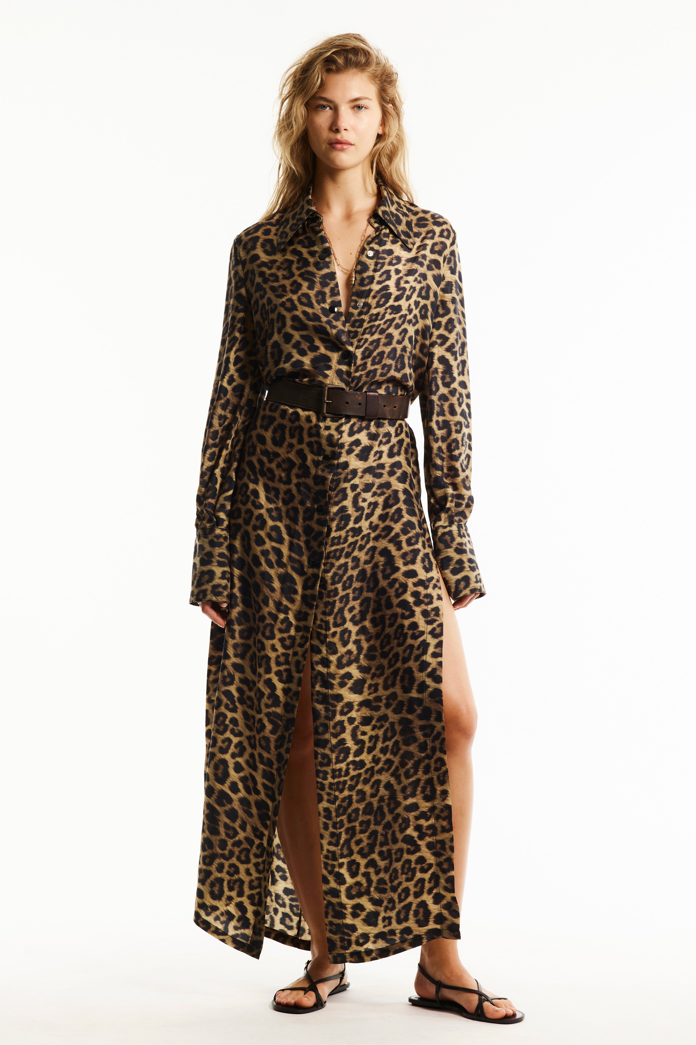 LEOPARD PRINT MAXI SHIRT
