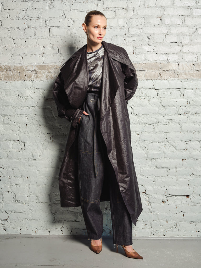 CAPED COATED TRENCHCOAT