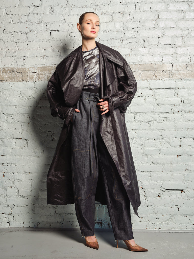 CAPED COATED TRENCHCOAT