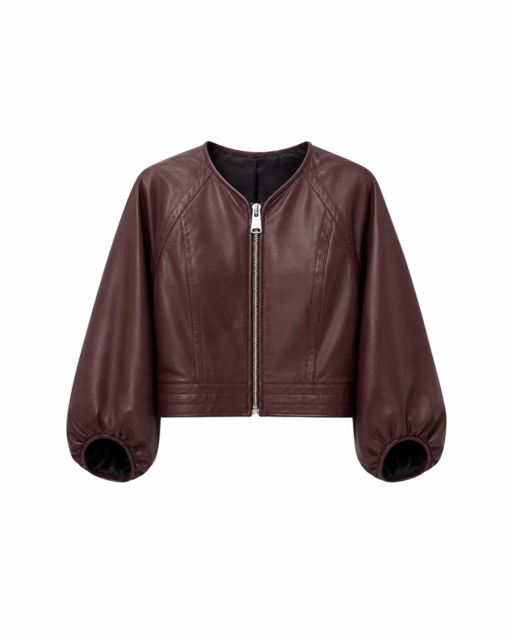 Olive Leather Jacket Bordeaux