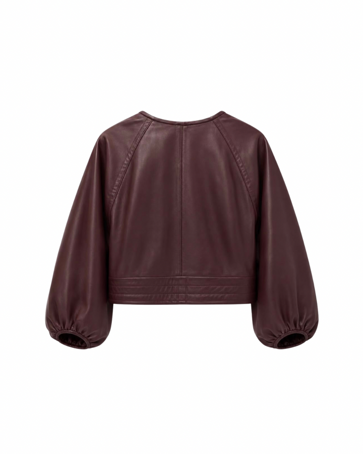 Olive Leather Jacket Bordeaux