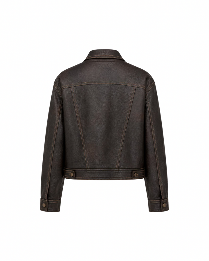 Fawn Trucker Leather Jacket