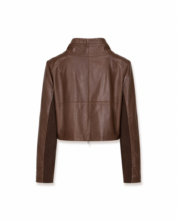 Cropped Leather Jacket Long Sleeve