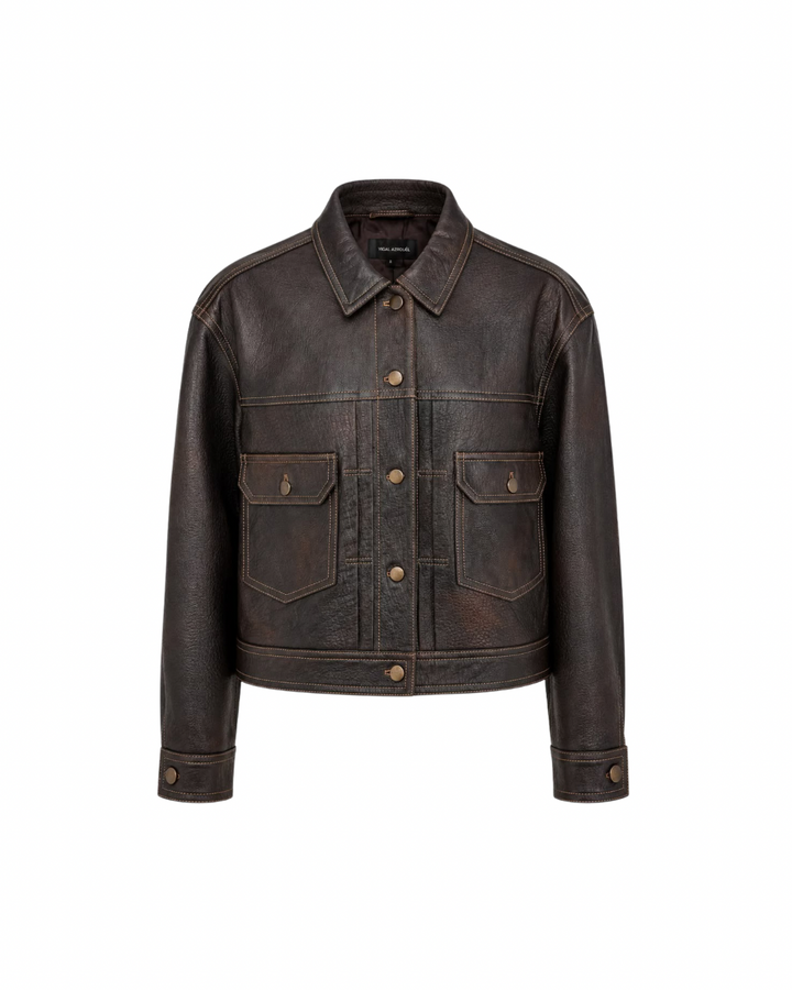 Fawn Trucker Leather Jacket