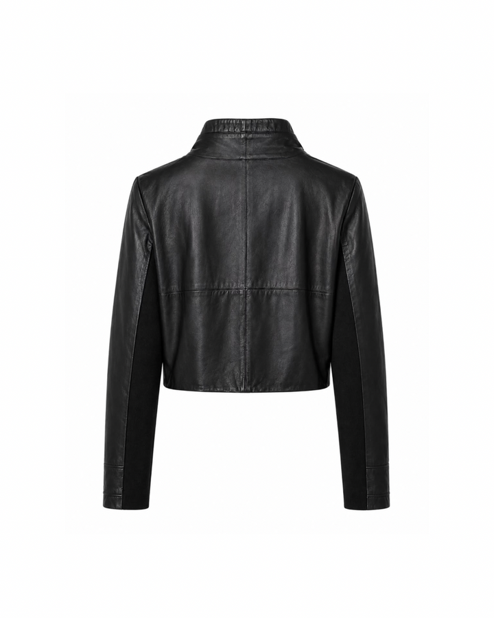 Cropped Leather Jacket Long Sleeve