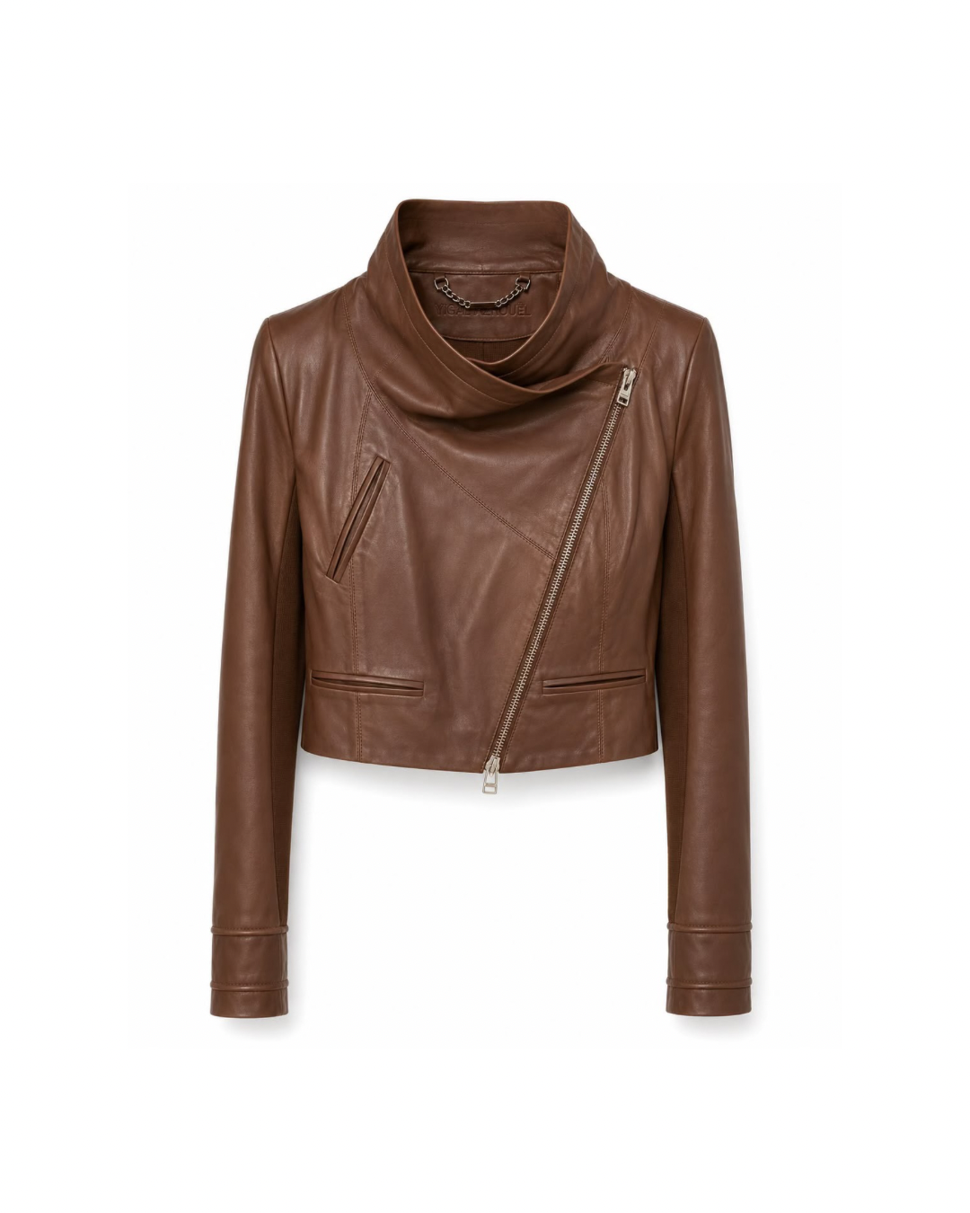 Cropped Leather Jacket Long Sleeve