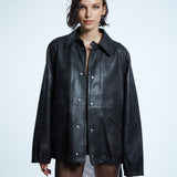 Oversized Leather Raincoat