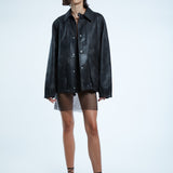 Oversized Leather Raincoat