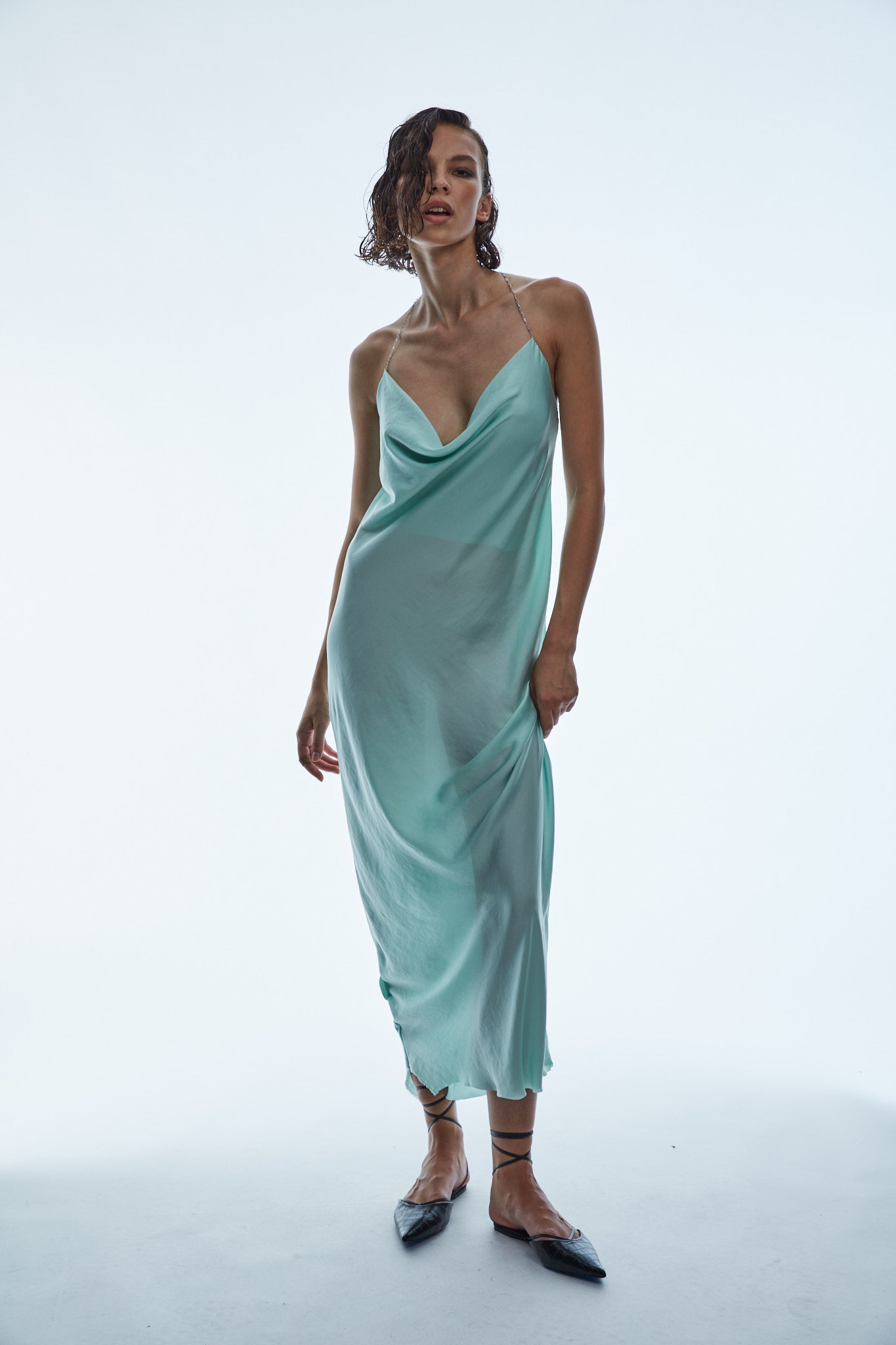 AQUA BIAS MAXI DRESS