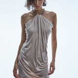 DRAPED CHAIN NECKLACE DRESS