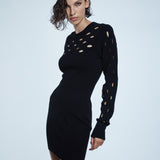 PERFORATED LONG SLEEVE DRESS