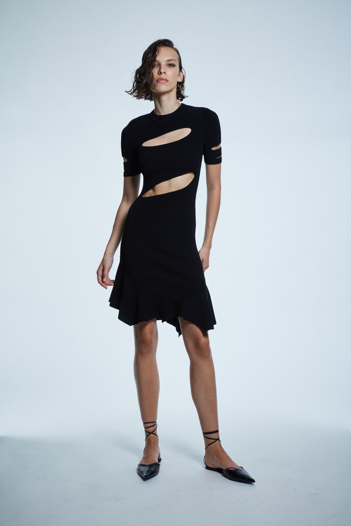 ASYMMETRIC CUTOUT DRESS