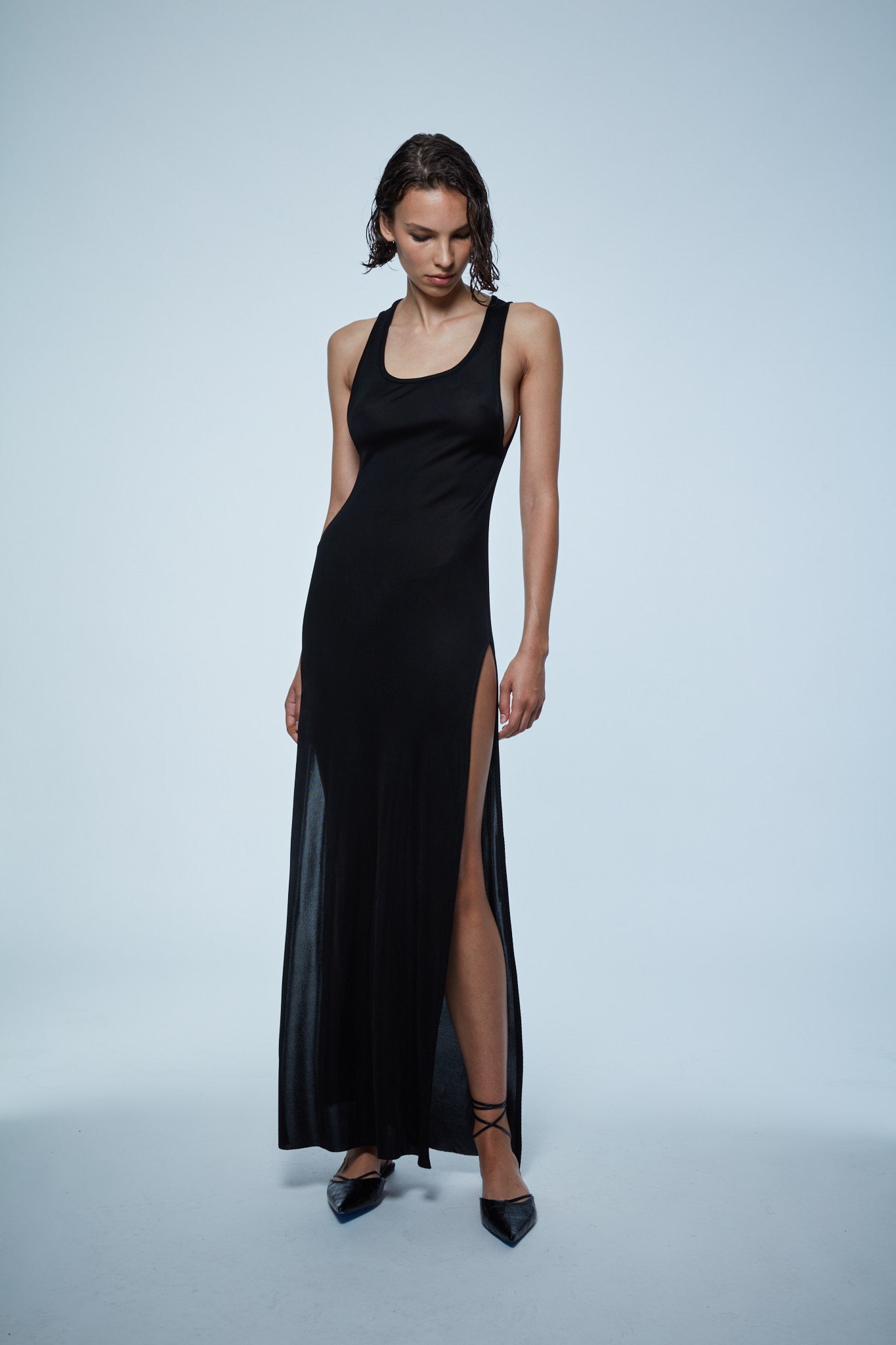 ITALIAN JERSEY HIGH SLIT DRESS