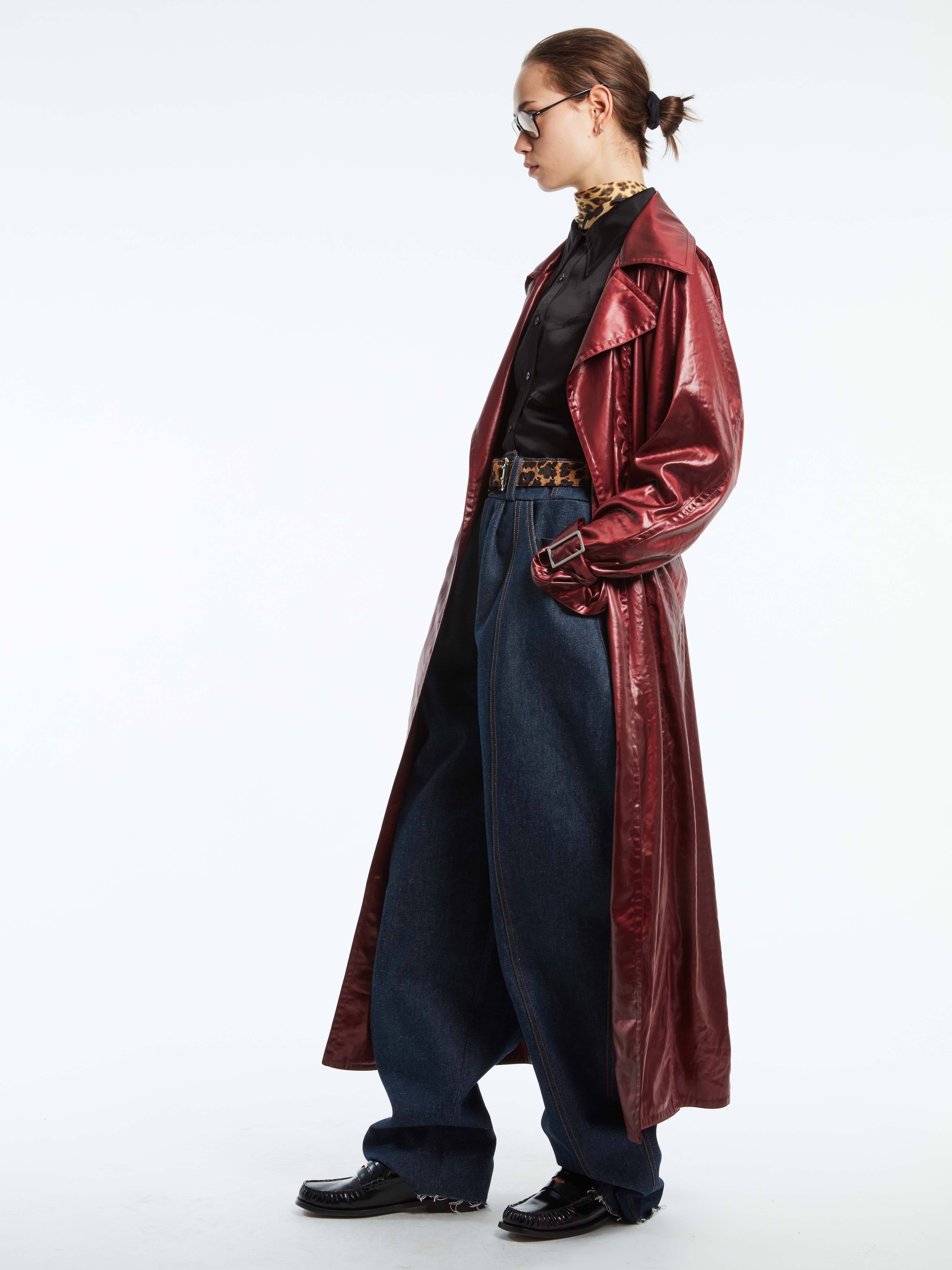 JAPANESE SATIN BORDEAUX TRENCH COAT