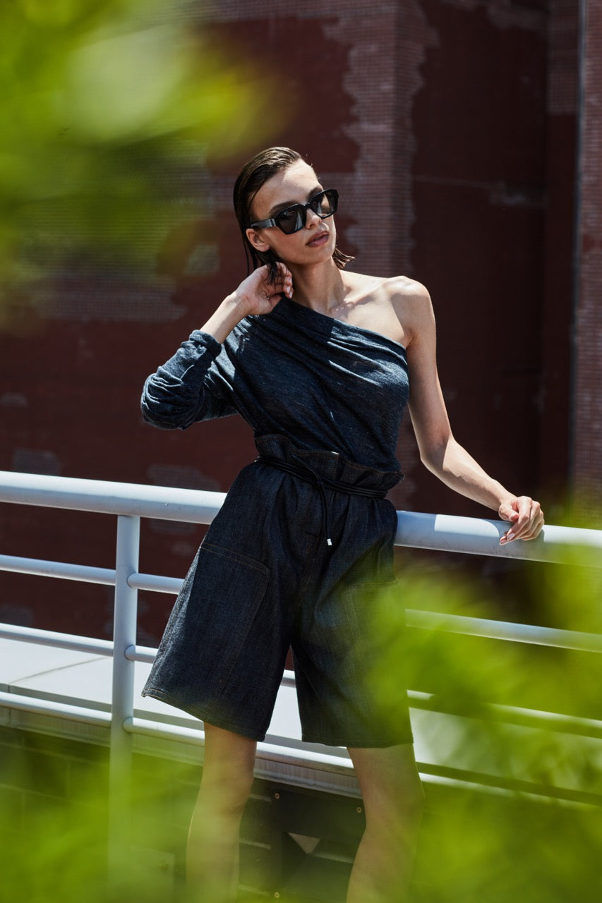 ASYMMETRICAL DECONSTRUCTED SILK LINEN TOP