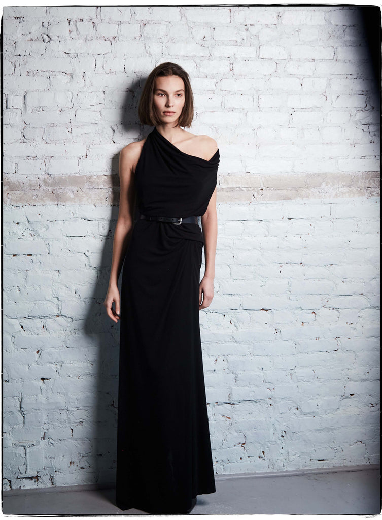 ASYMMETRICAL HIGH SLIT GOWN