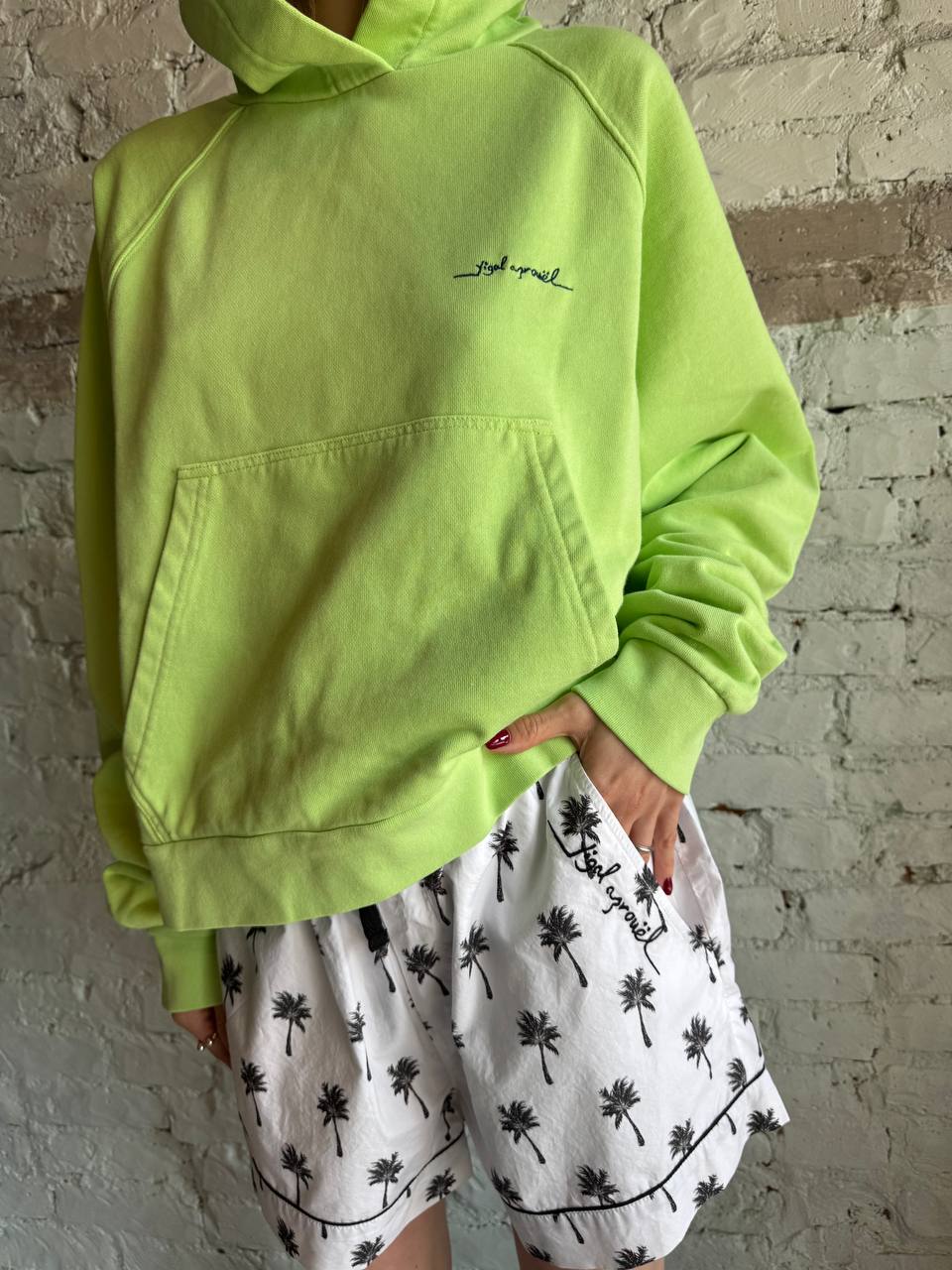 CROPPED PALM TREE HOODIE
