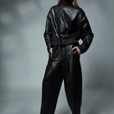 COATED ITALIAN FRENCH TERRY GEOMETRIC PANTS