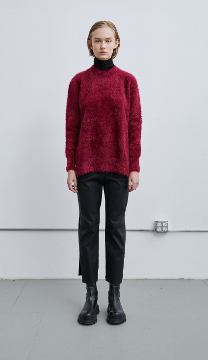 Fuzzy crewneck sweater sale