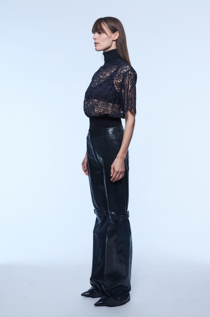 BELTED LEATHER PANTS