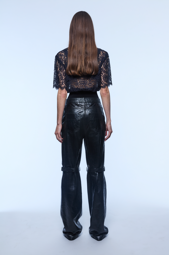 BELTED LEATHER PANTS