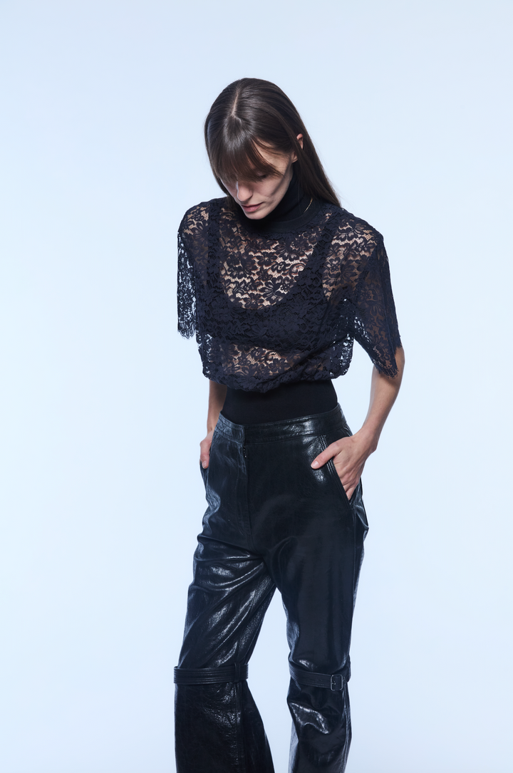 BELTED LEATHER PANTS