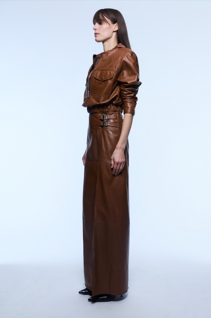 JOLENE LEATHER TOP COGNAC